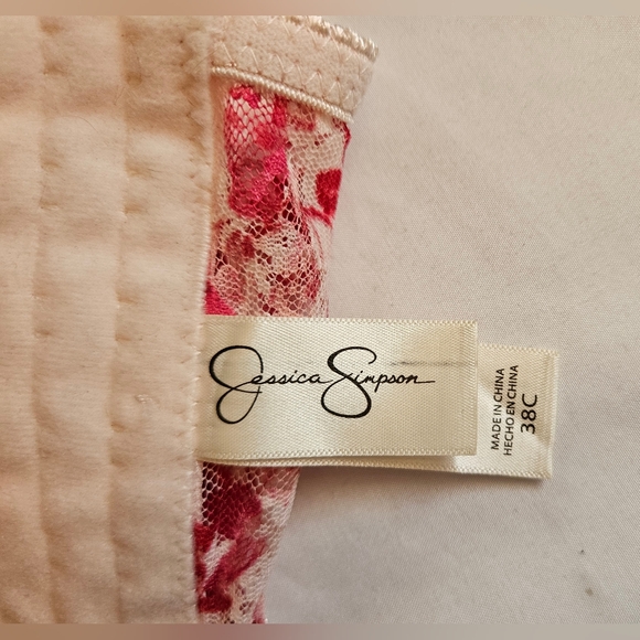 Jessica Simpson Womens Pink Floral Longline Strapless Padded Bra Size 38C - Picture 4 of 8